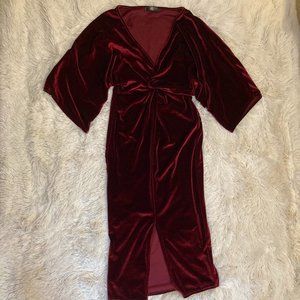 Twist Deep V Velvet Dress